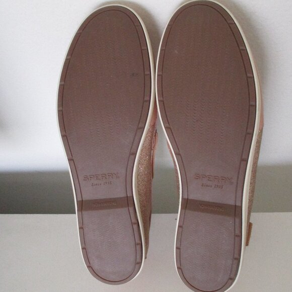 Sperry Top-Sider Womens Tan Leather Gold Sequins Boat Shoe NWOB - Size 11M - Picture 8 of 8
